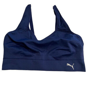Puma Womens Sports T-Shirt Bra Size Large Navy Blue Adjustable Straps